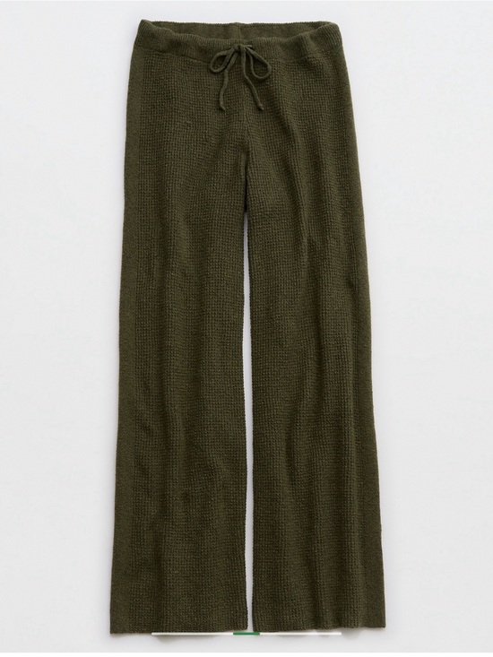 aerie Pants - aerie Olive Knit Wide-Leg Lounge Pants